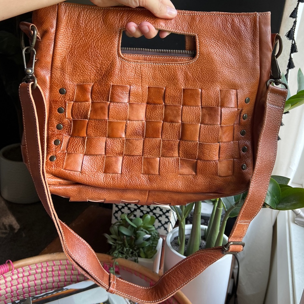 BED|STU Woven Leather Crossbody Bag in Cognac Tan - Picture 10 of 16